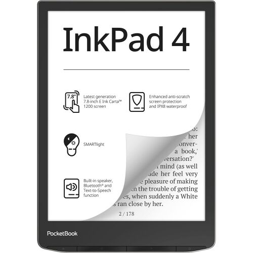 Електронен четец POCKETBOOK PB743G INKPad4 Silver (7,8" E-Ink, подсветка, 2x1GHz, 32GB, 2000mAh, wifi, BT, mSD)