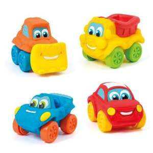 Clementoni Baby Soft & Go toy cars set of 4, includes a dump truck, excavator, open top car, and a traditional car - Clementoni Kids's play car