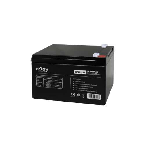 NJOY GP12122F 12V 12Ah AGM battery, sealed, maintenance-free, for UPS, alarm systems, security systems, cable TV, communication devices, heavy tools, control equipment, medical devices, games
