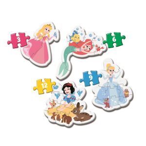 Clementoni 4in1 SuperColor Play for Future mini Puzzle - Disney Hercegnők 30db