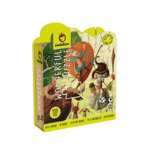 Wonderful Puzzle 108 darabos - Ludattica - Felfedezetlen vadon, 108 darabos puzzle gyerekeknek és felnőtteknek, dzsungel jelenetet ábrázol állatokkal és karakterekkel - Lisciani