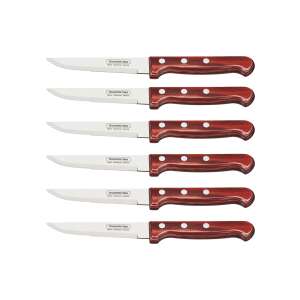 Set of 6 Tramontina Gaucho steak knives with red wooden handles - Cutlery