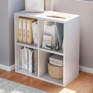 BeComfort KW-60 bibliotecă albă cu 4 rafturi, perfectă pentru organizarea cărților, decorului și a altor lucruri - Dulapuri cu rafturi