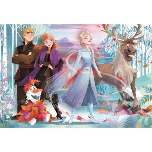 Puzzle Clementoni Frozen 2 Maxi finalizat, 24 piese, cu Anna, Elsa, Kristoff, Olaf și Sven - Puzzle 3D & Puzzle cu burete