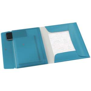 LEITZ Cosy A4 blue elastic folder with extra pocket, open view - Elastic folder