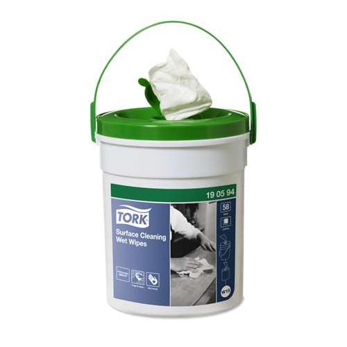Tork Surface Cleaning Wet Wipes, 58 count, W15 system, Handy Bucket, white