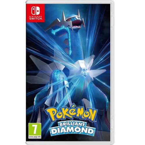 Pokémon Brilliant Diamond Nintendo Switch játék borítója, egy kék Pokémonnal, amelyen egy gyémánt van - Brilliant