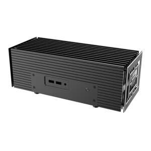 Akasa Turing AC Pro fanless case for Intel NUC 13 Pro, black, front view - Computer Case
