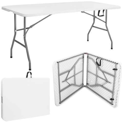 Springos folding table, white, 180 cm, folded and unfolded