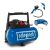 Scheppach HC 06 oil-free compressor with accessories: air blow gun, tire inflator, and hose.