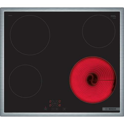 Bosch PKE645BA2E Serie4 60cm glass ceramic hob with stainless steel frame, TouchSelect, ReStart, black