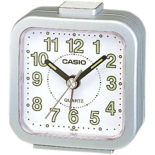 Casio TQ-141-8EF analóg ébresztőóra fehér számlappal és ezüst tokban