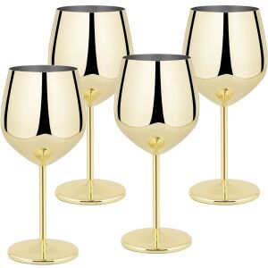 Set of 4 Quasar &Co. gold stainless steel wine glasses - Wine glass