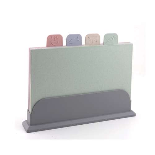 Bohmann 4 részes vágódeszka készlet állvánnyal, színkódolva a különböző ételekhez