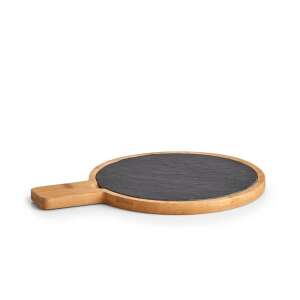 Zeller Cutting Board and Serving Platter Set, Bamboo/Slate, 29.5x22x1.5 cm, Brown/Black 65132758