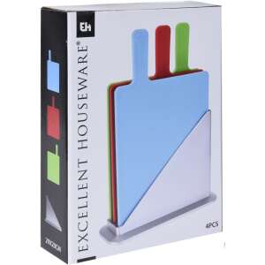Excellent Houseware Cutting Board Set with Stand, Plastic, 29x20 cm, Multicolored 65133001