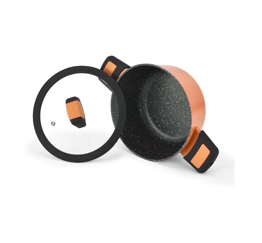 Garnek z pokrywką Fissman-BOOM, aluminiowy, 20x10 cm, 2,6 l, pomarańczowy