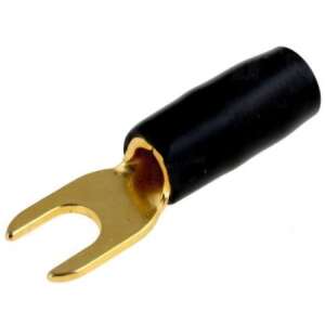 Aranyozott villás saru, 6 mm2, fekete szigeteléssel - Kábel csatlakozó & Kábelvég