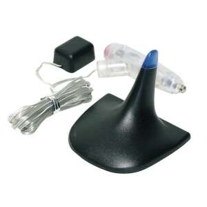 Satel antenna imitation with LED lighting, 12V, black base, blue tip, wire, and control box - Car antenna