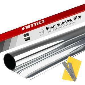 Amio solar window film, 50x300cm, dark silver, 15% light transmission, with application tools - AMiO