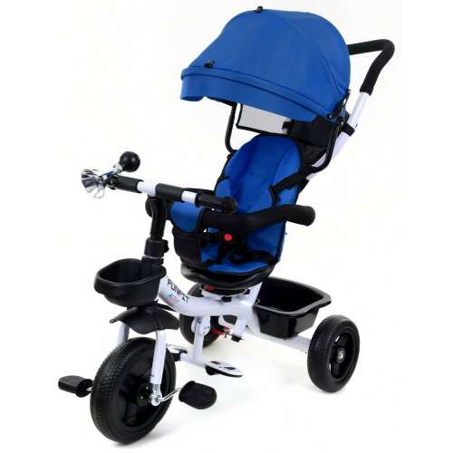 Funfit Kids Twist 360° rotating tricycle with basket and horn, blue and white