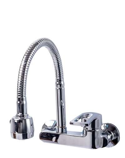 Refine Kitchen Faucet, wall mounted, flexible, dual function, aerator, polished chrome