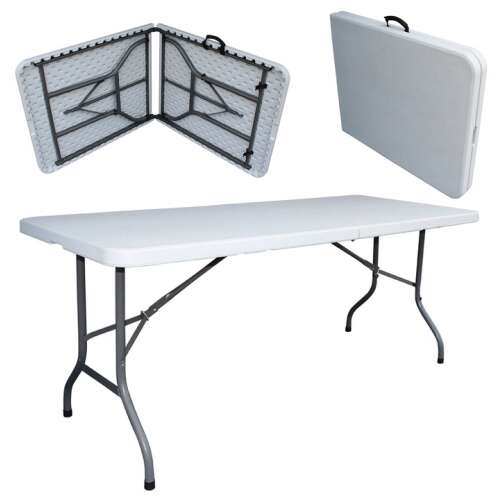 Italform 180cm White Foldable Garden Table, open and folded for easy storage