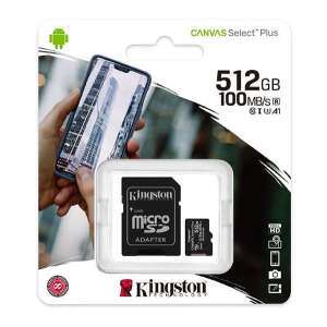 KINGSTON MEMÓRIAKÁRTYA TransFlash 512GB (microSDXC Canvas Select Plus - Class 10, UHS-1, A1) + SD adapter 65217354 