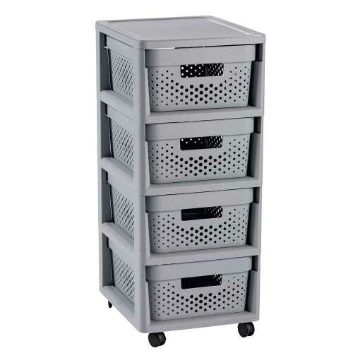 Comodă cu roți cu 4 cutii perforate 11L Infinity 30x36x69cm gri