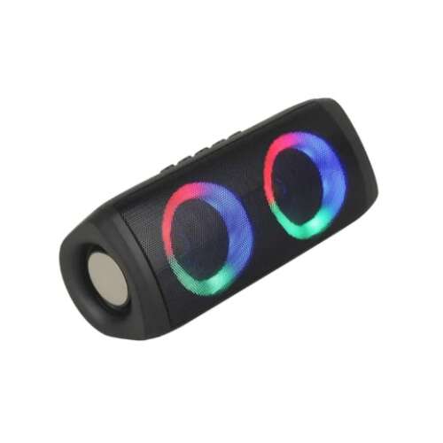 Fekete Bluetooth hangszóró LED fényekkel, hordozható és vezeték nélküli