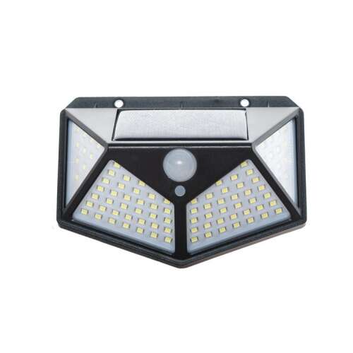 Solar powered motion sensor LED light with 100 LEDs