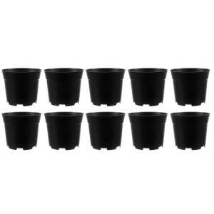 Set de 10 ghivece din plastic negru, capacitate 2 litri - Gardlov