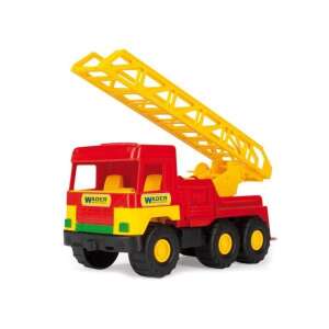 Wader Middle Truck jucărie pompier, camion de jucărie din plastic roșu și galben cu scară - Mașină de lucru pentru copii
