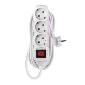 EMOS P1325R 3 socket 5 meter 1.5mm2 extension cord with switch, white - Electronic