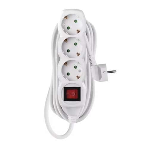 EMOS P1325R 3 socket 5 meter 1.5mm2 extension cord with switch, white