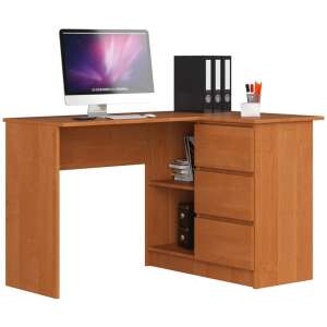 Akord Furniture Sarok íróasztal, 124 cm, égerfa 65289372 Íróasztalok