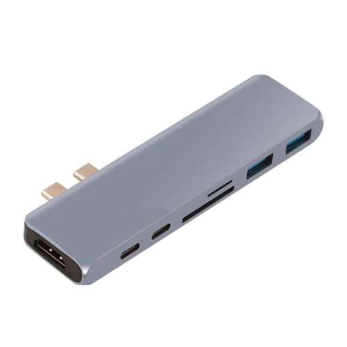 AOVO Hub 7 az 1-ben USB 3.0, MacHub Type C Thunderbolt TF, SD, mikrokártyaolvasó, HDMI 4K, kompatibilis a MacBook Pro MacBook Air rendszerrel