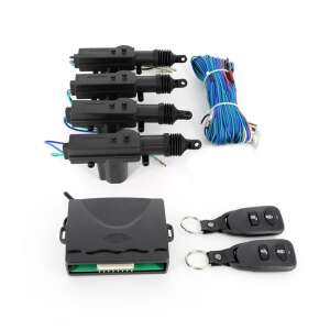 Remote central locking system with motors, 4 door actuators, control unit, 2 remotes, wiring harness - Car electronic