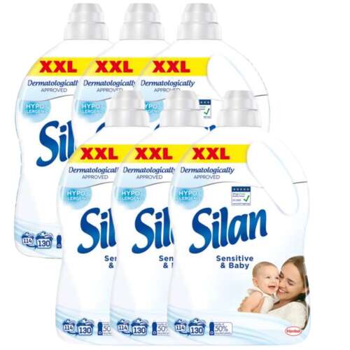 6 Pack Silan Sensitive & Baby Fabric Softener, Hypoallergenic, Dermatologically Approved, XXL, 2860ml