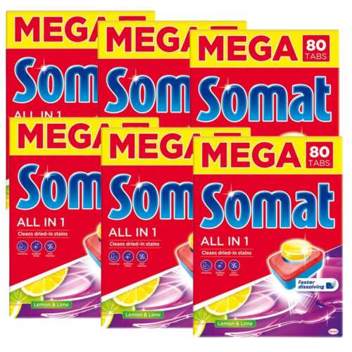 Somat All in 1 Zitrone&amp;Limette Geschirrspültabletten 6x80Stk