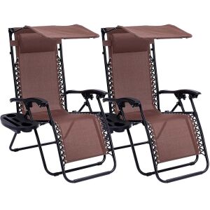 Timeless Tools Zero Gravity Chair with Sunshade and Cup Holder (2 pcs), Multiple Colors - Brown 142226445 - Sun Lounger & Deck Chair