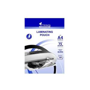 Victoria lamináló tasakok, A4 méret, 75 mikron, fényes felület, 100 tasak/csomag - Lamináló fólia
