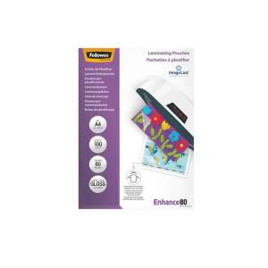 Fellowes Enhance 80 lamináló tasakok, A4 méret, 80 mikron, fényes felület, 100 tasak/csomag - Lamináló fólia