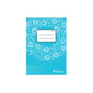 Victoria Circle 16-32 vonalas füzet, A5 méret, 32 lap, 2. osztályosoknak, kék borító színes ikonokkal - Iskolakezdés, iskolaszer