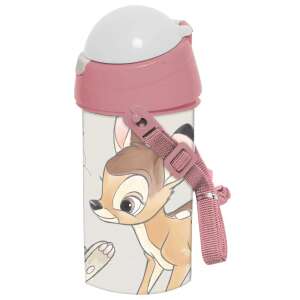 Butelka na wodę Disney Bambi 500ml ze słomką, różowa i biała, z paskiem - Nośnik żywności i napojów