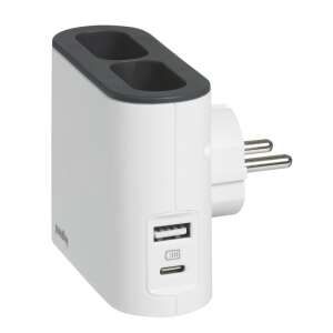 Legrand power outlet with 2 sockets and USB charger, white - Electrical Installation