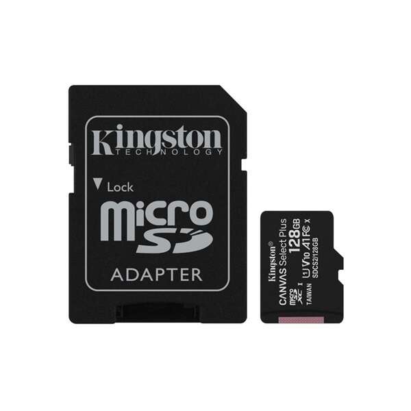 Kingston MicroSD kártya - 128GB CLASS 10 Canvas Select Plus + Adapter