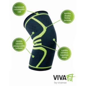 VivaFit térdszorító, fekete és zöld, S méret, sportoláshoz és fitneszhez - Vivafit
