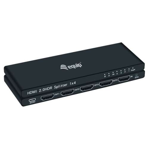Equip HDMI 2.0 HDR Splitter 1x4, crni, 4K, 60Hz, 3D, HDCP 2.2, HDR