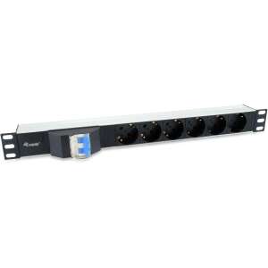Equip 6-Outlet German Power Distribution Unit with Circuit Breaker, 1U Rack Mount, 1.8m Cable, Black - Equip Power Strip